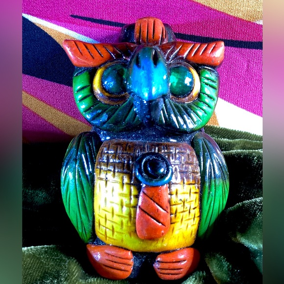Aztec Death Whistle Owl | Colorful Hand Made Mexican Pottery - Picture 4 of 12